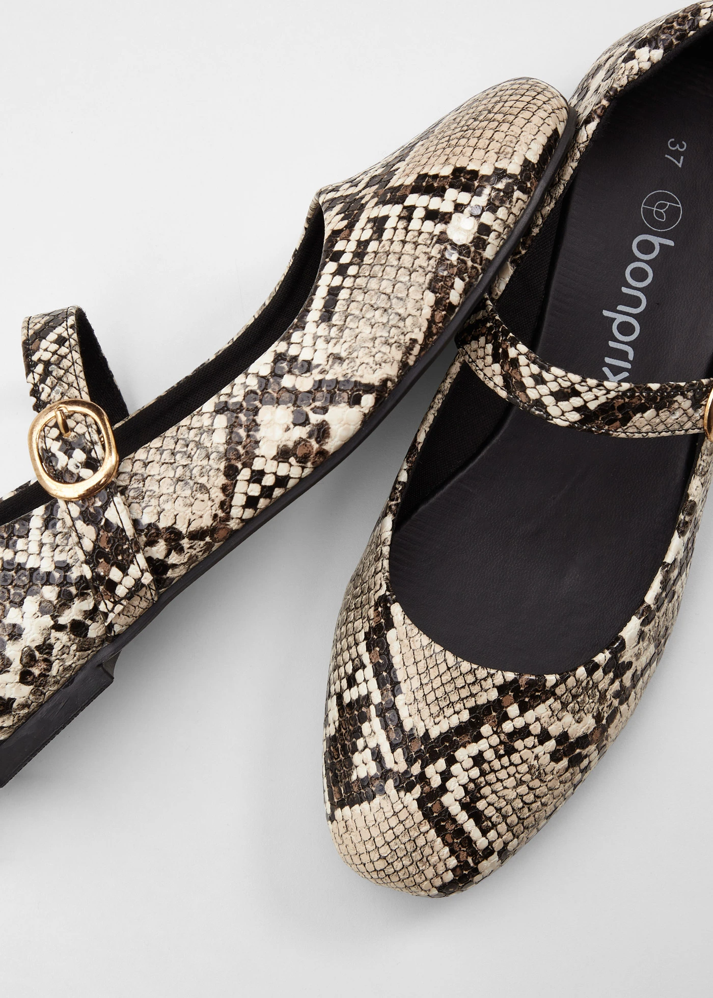 Ballerines à bride, look animalier • beige-noir python • Boutique bonprix