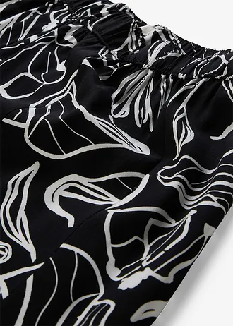 Jupe longue à effet froissé • noir-écru floral • Boutique bonprix