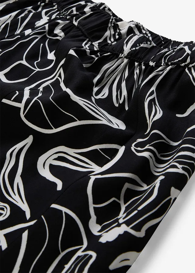 Maxi rok van viscose met crinkle-effect • zwart/wolwit gebloemd • product-page.page-title-suffix