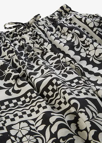 Pantalon fluide à taille élastiquée • noir-écru imprimé • Boutique bonprix