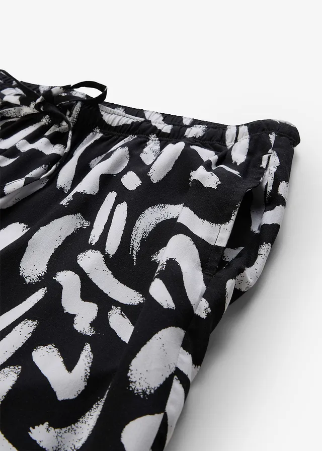 Pantalon imprimé en viscose fluide, taille élastiquée • noir/blanc • product-page.page-title-suffix