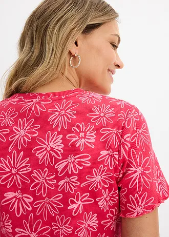 Kort T-shirt van katoenmix • hibiscuspink-roze gebloemd • bonprix online shop