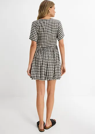 Rochie scurtă cu Bubblehem • negru/alb cadrilat • magazin bonprix