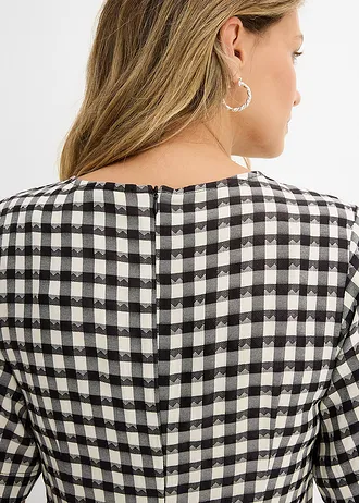 Korte jurk met bubble hem • zwart-wit geruit • bonprix online shop