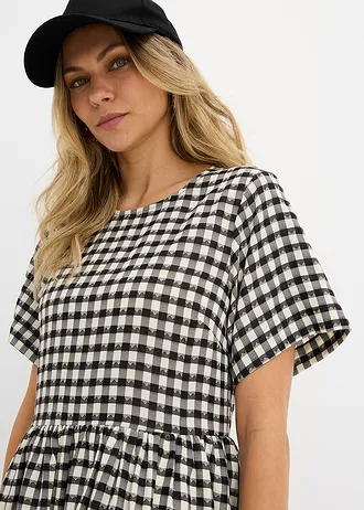 Robe courte base boule • noir blanc carreaux • Boutique bonprix