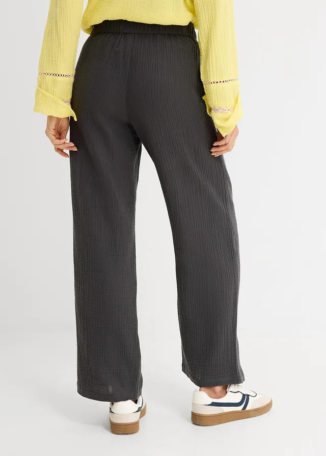 Instapbroek van mousseline, Kleur: antraciet washed