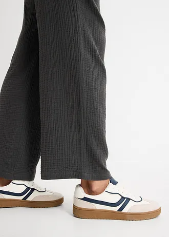 Pantalon en gaze de coton à taille élastiquée • anthracite délavé • Boutique bonprix