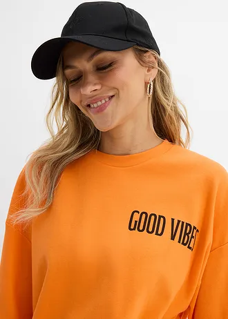 T-shirt oversize 100% coton • orange vif-noir imprimé • Boutique bonprix