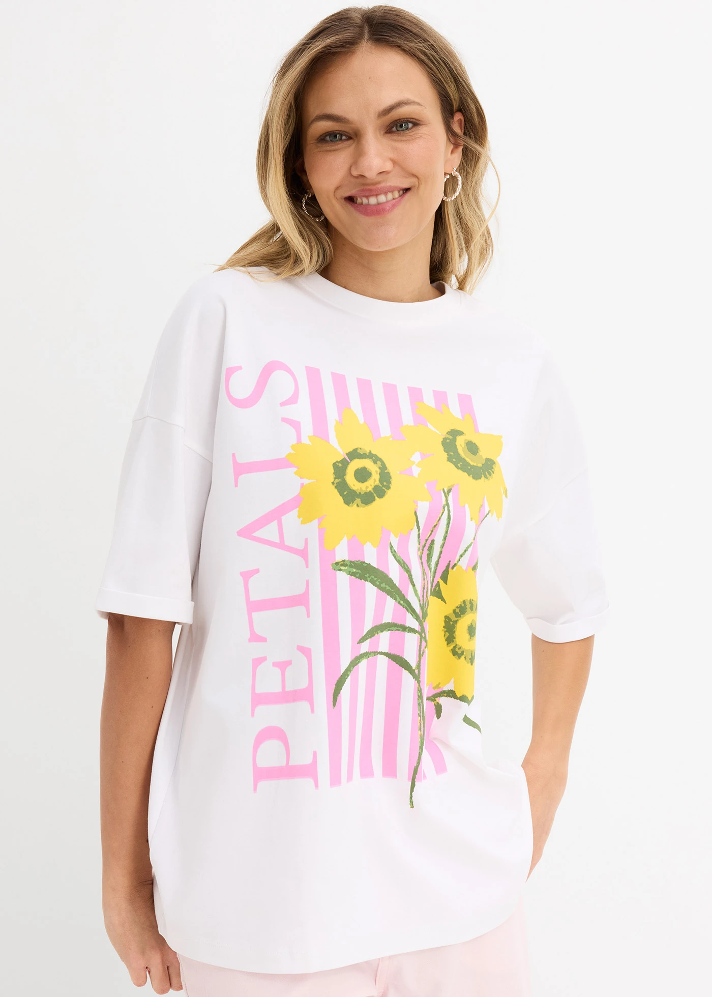 T-shirt oversize 100% coton • blanc • Boutique bonprix