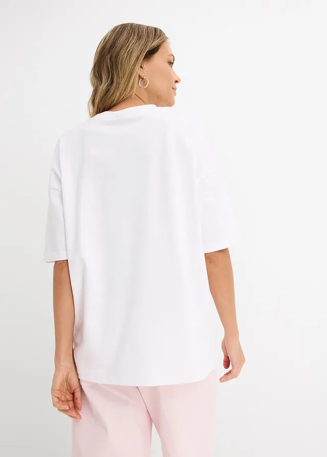 Oversized shirt van puur biologisch katoen, Kleur: wit