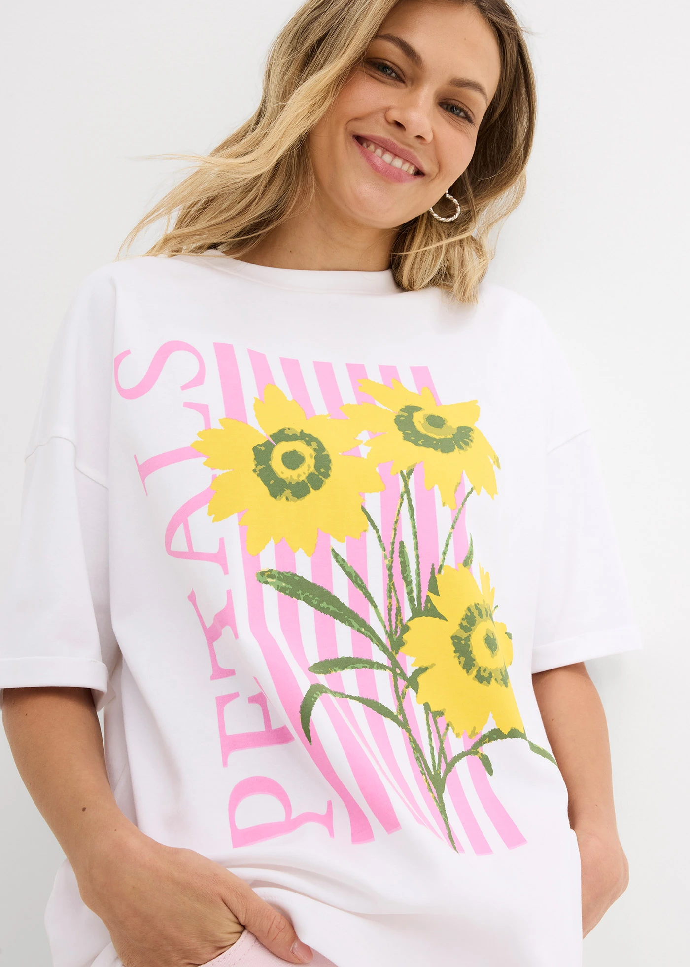T-shirt oversize 100% coton • blanc • Boutique bonprix