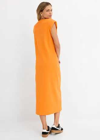 Robe T-shirt 100% coton, Couleur: orange vif délavé