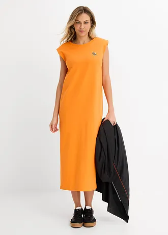 Robe T-shirt 100% coton, Couleur: orange vif délavé