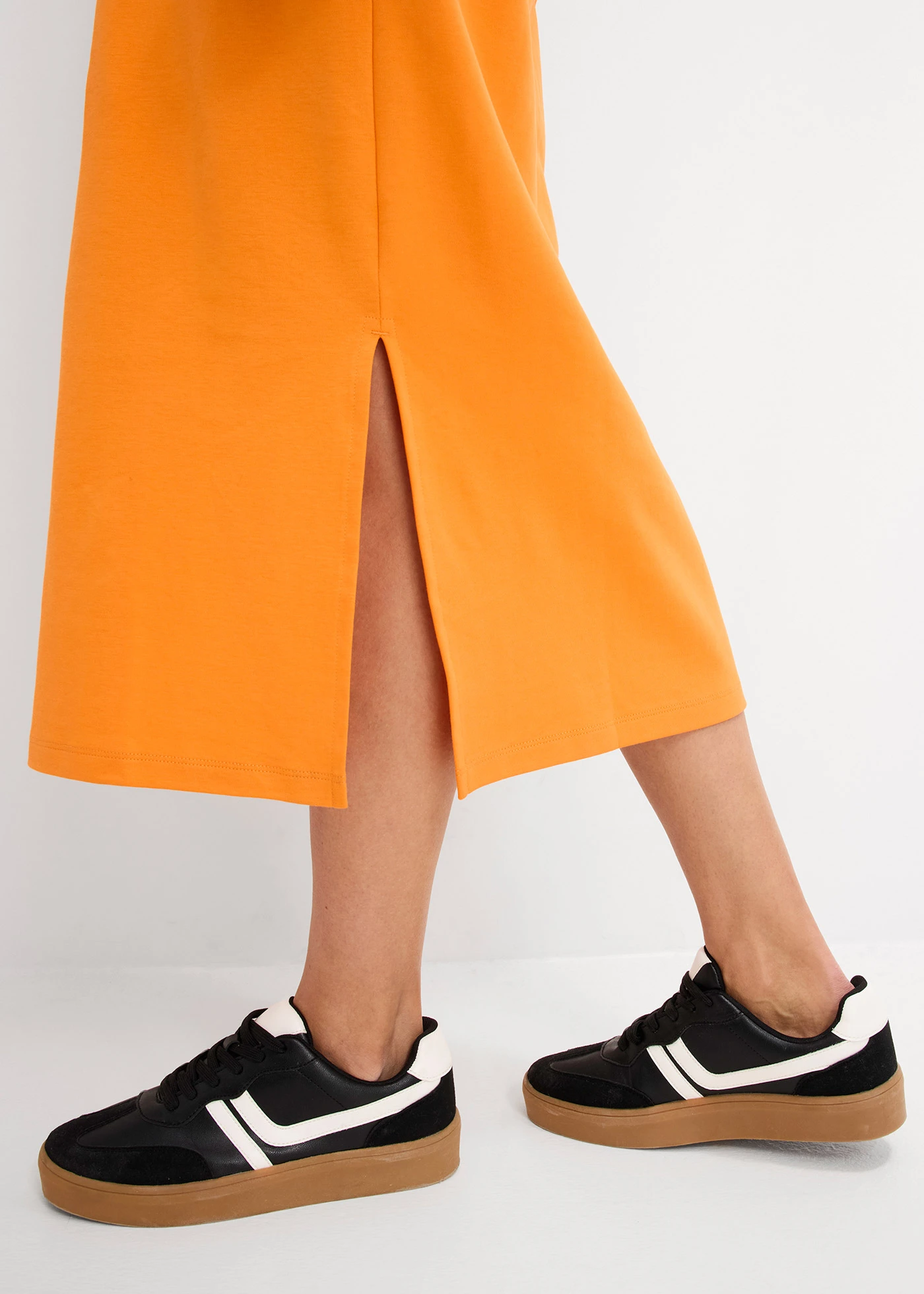 Rochie din tricot din bumbac organic 100% • oranj fluorescent prespălat • magazin bonprix