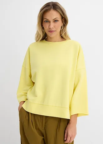 Oversize mikina z bavlněné směsi, barva: světle citronová