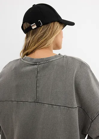Oversized sweater van katoenmix • antraciet washed • bonprix online shop