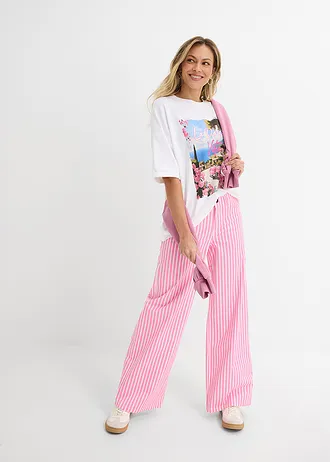 Oversized shirt van puur biologisch katoen • wit met print • bonprix online shop