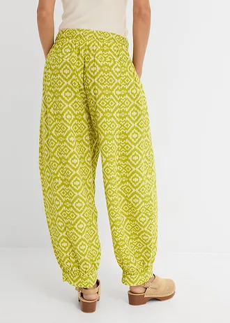 Pantalon sarouel 100% coton • pistache-vert clair graphique • Boutique bonprix