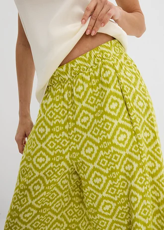 Pantaloni gen șalvari din bumbac 100% • verde-fistic/verde deschis cu imprimeu grafic • magazin bonprix