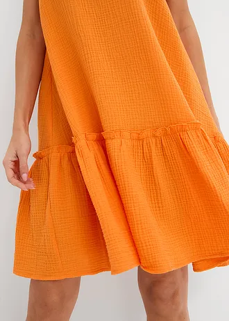 Robe à fines bretelles en gaze de coton • orange vif • Boutique bonprix