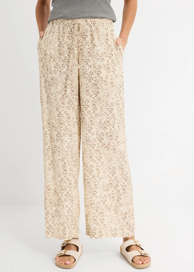 Instapbroek van soepele viscose • kiezelbeige-zwart gedessineerd • product-page.page-title-suffix