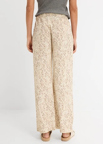 Instapbroek van soepele viscose, Kleur: kiezelbeige-zwart gedessineerd