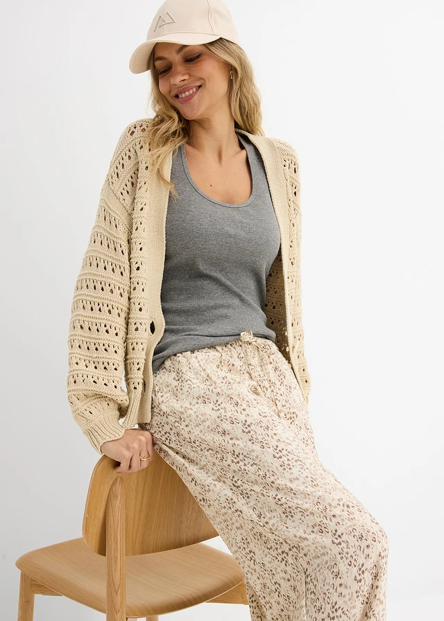 Instapbroek van soepele viscose • kiezelbeige-zwart gedessineerd • product-page.page-title-suffix