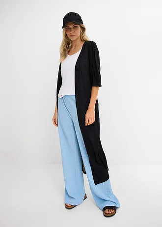 Lang vest in linnen look • zwart • bonprix online shop