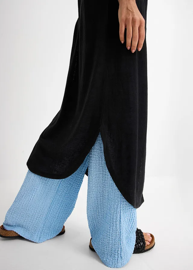 Lang vest in linnen look • zwart • product-page.page-title-suffix