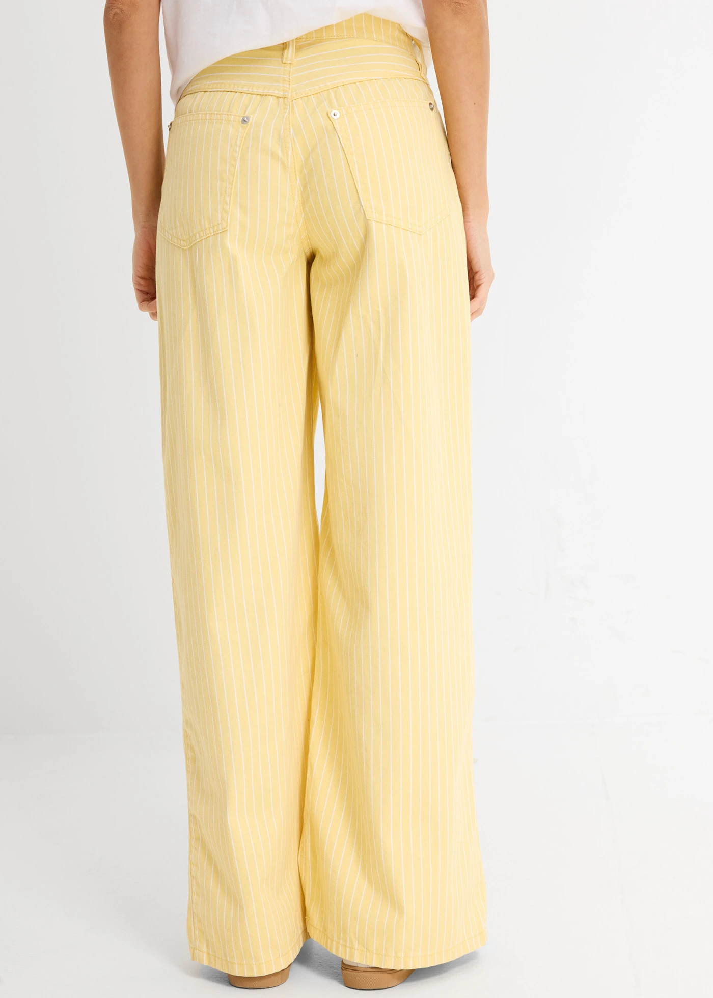 Pantaloni din twill din bumbac 100% • galben deschis cu dungi • magazin bonprix