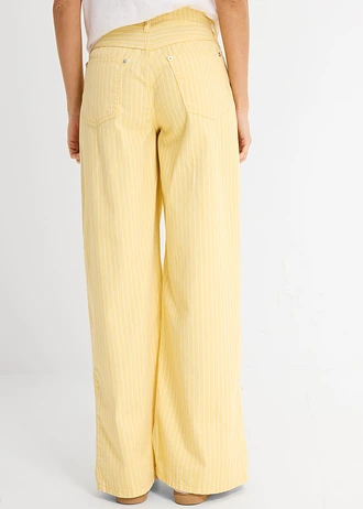 Twill broek van katoen, Kleur: lichtgeel gestreept