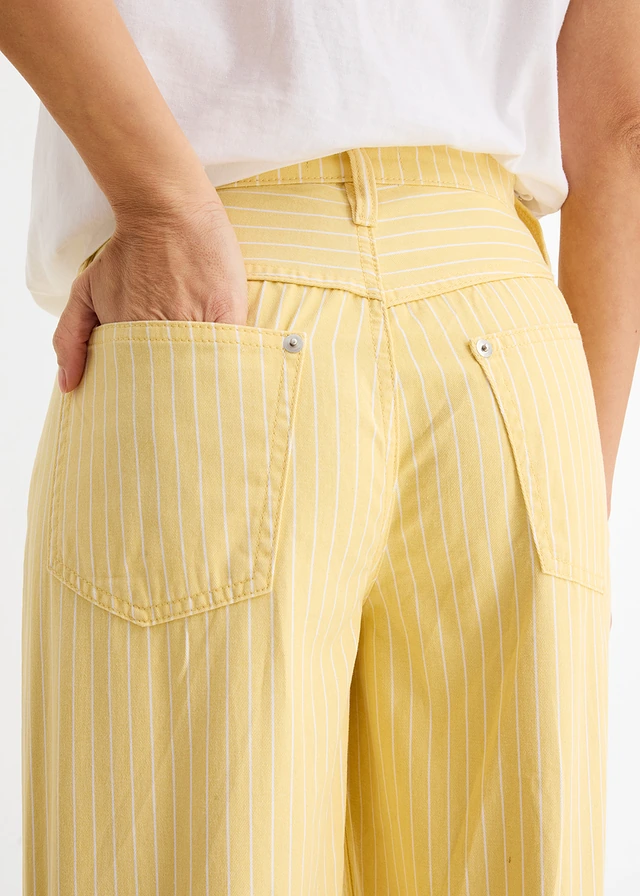 Twill broek van katoen • lichtgeel gestreept • product-page.page-title-suffix