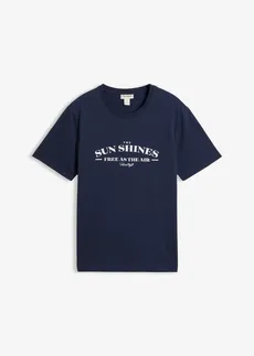 T-shirt van puur biologisch katoen • donkerblauw met print • bonprix online shop