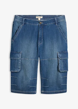 Vékony cargo farmer bermuda elasztikus derékpánttal, Regular Fit • kék denim • bonprix áruház
