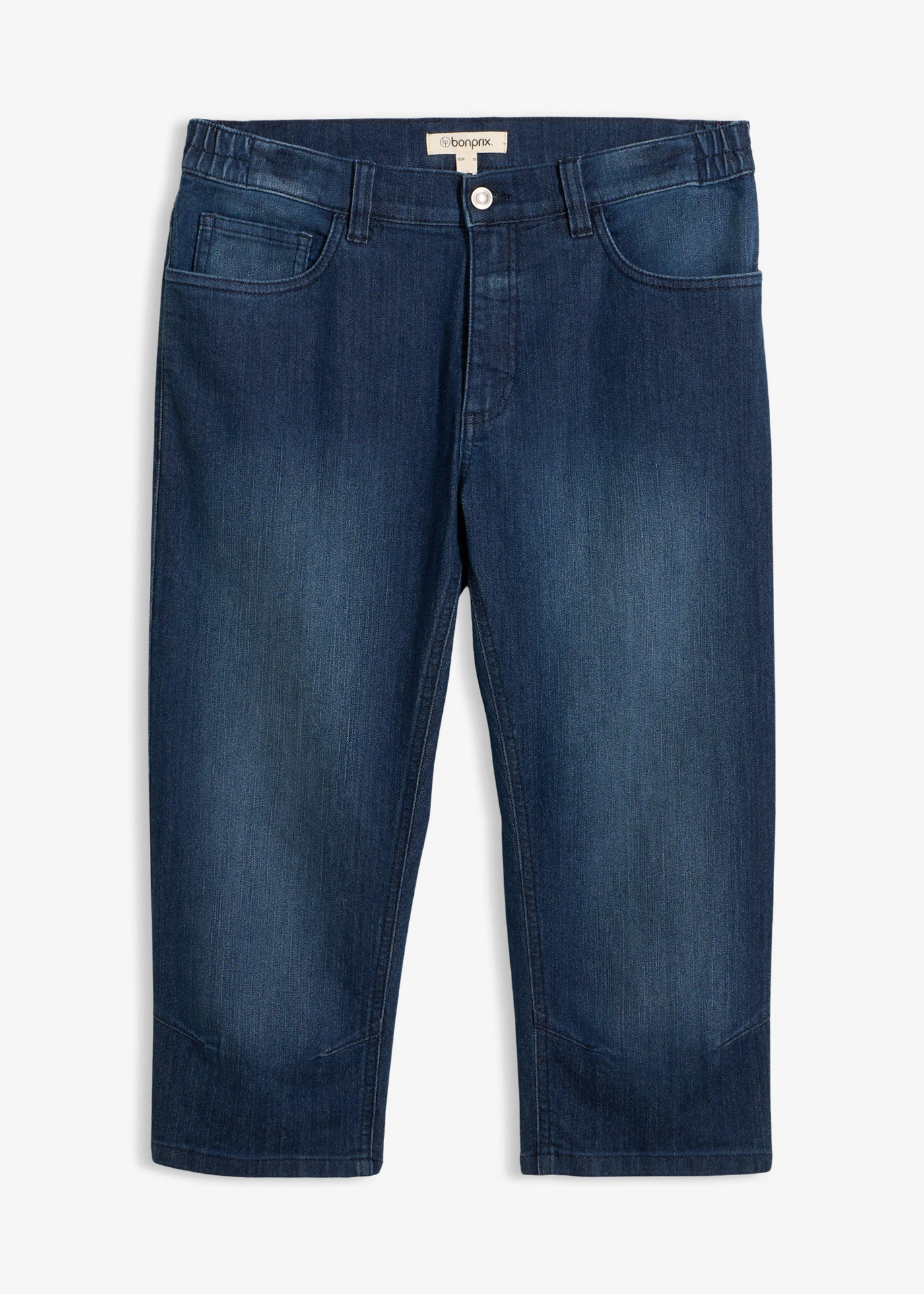Könnyű 3/4-es farmer elasztikus derékpánttal, Slim Fit • sötétkék denim • bonprix áruház