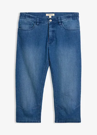 Lekkie jeansy 3/4 z elastyczną wstawką w talii, slim fit • niebieski denim • sklep bonprix