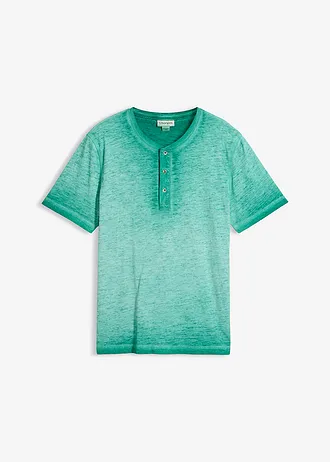 Henley shirt van biologisch katoen in washed out look • pacifisch groen used • bonprix online shop