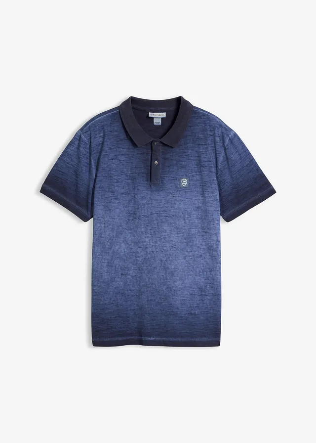 Poloshirt in gewassen look • indigo used • bonprix online shop
