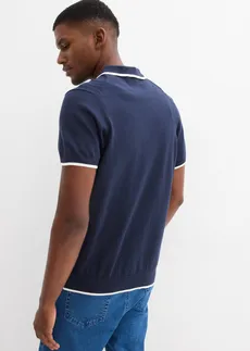 Poloshirt met contrasterende details • inktblauw/wolwit • bonprix online shop
