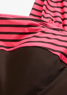 Alakformáló fürdőruha közepes formáló hatással, széles vállpántokkal • sötétbarna/szeder csíkos • bonprix áruház