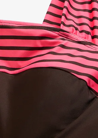 Jednodielne sťahovacie plavky, stredný tvarujúci efekt • tmavohnedá/bobuľová pásikovaná • obchod bonprix