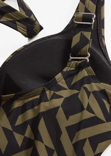 Sťahovacie plavky s ľahkým tvarujúcim efektom • čierna/tmavoolivová grafická • obchod bonprix