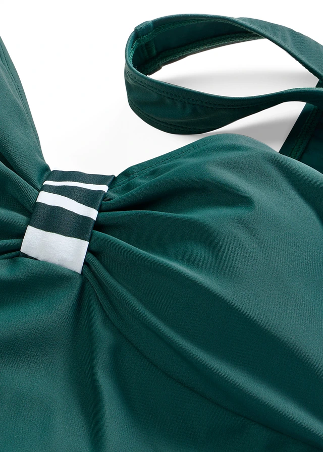 Maillot 1 pièce à empiècements latéraux contrastants • vert pétrole-blanc • product-page.page-title-suffix