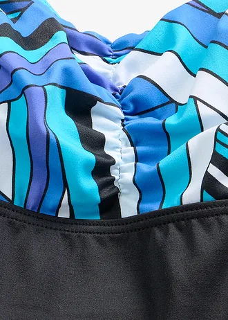 Długi top tankini • czarno-niebieski w graficzny wzór • sklep bonprix