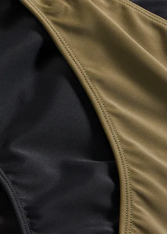 Lot de 2 bas de maillot échancrés • noir/olive foncé • Boutique bonprix