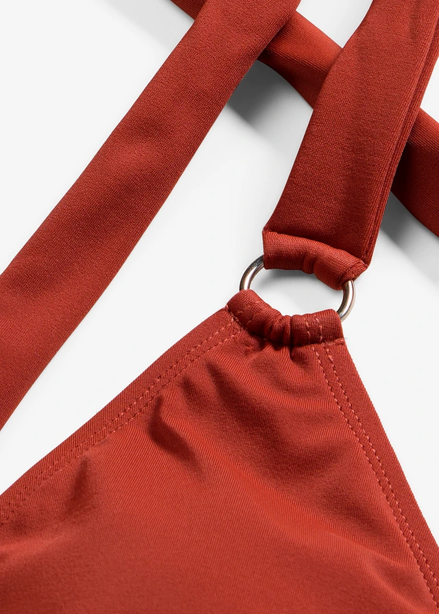 Halter bikini (2-dlg. set) met ringdetail • roestbruin • product-page.page-title-suffix