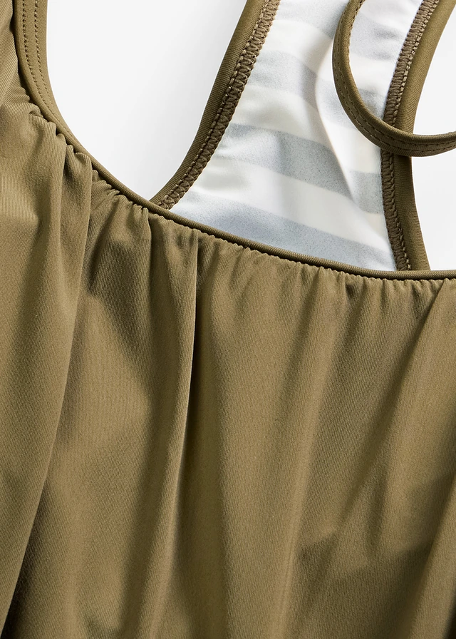 Tankini long (ens. 2 pces) effet superposé • olive foncé/blanc rayé • product-page.page-title-suffix