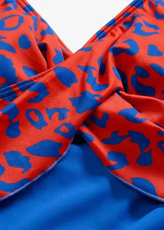 Fürdőruha átkötős hatással • piros/kék • bonprix áruház