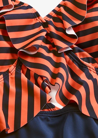 Costum de baie cu volan • corai/bleumarin dungat • magazin bonprix