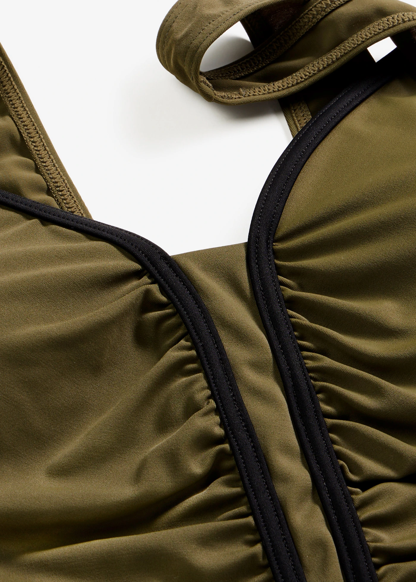 Badpak met paspels • donkerolijfgroen/zwart • bonprix online shop